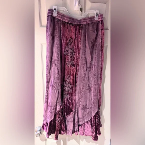 Again Traders Bohemian Embroidered Patchwork Maxi Skirt Size Large - Picture 4 of 4